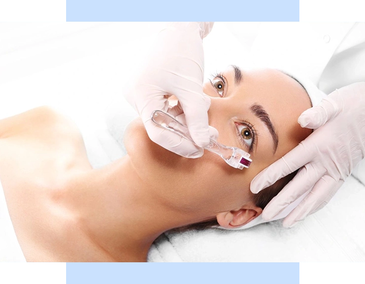 A woman getting her face waxed at the spa