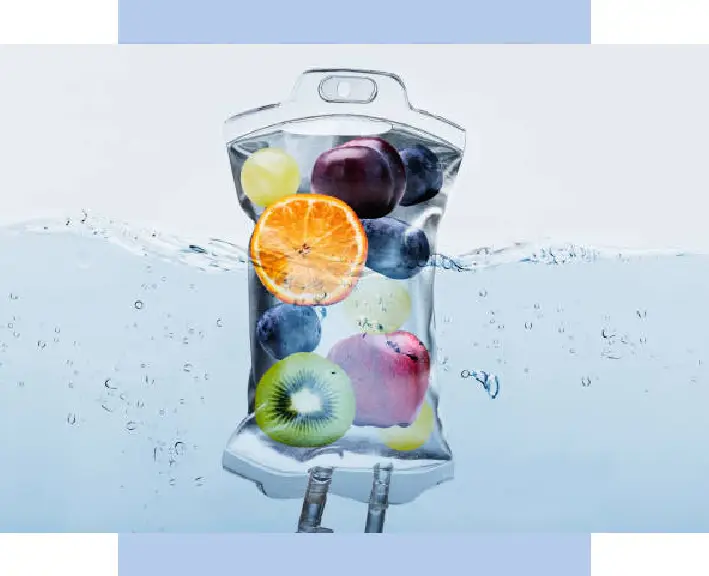 A fruit infusion bag floating in the water.